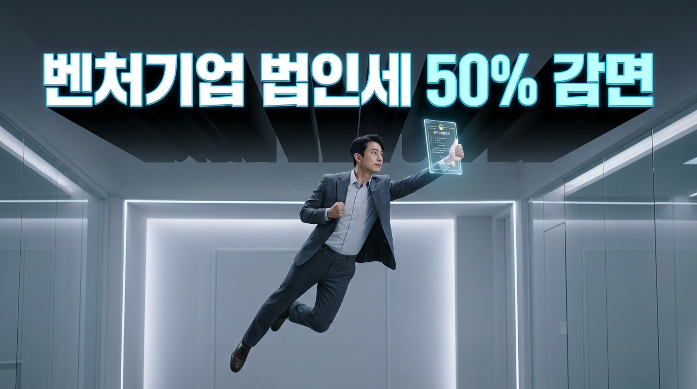 국세청 홈택스 및 벤처확인종합관리시스템 화면을 띄워놓고 벤처기업 인증 법인세 감면 혜택을 분석하며 계산하는 과정