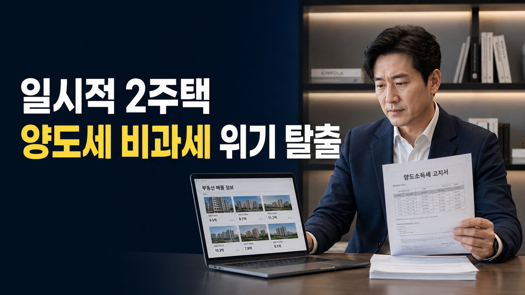 국세청 홈택스에서 일시적 2주택 양도세 비과세 처분 기한 특례와 가산세를 모의 계산하며 방어 전략을 세우는 화면
